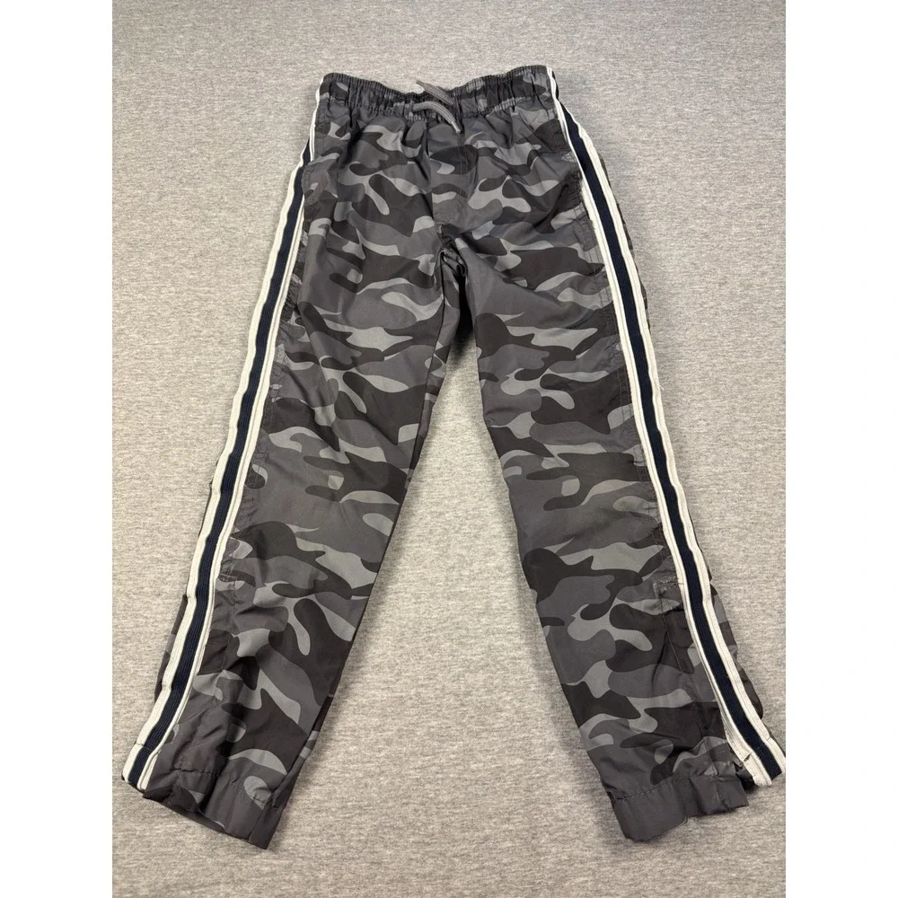 OshKosh B'Gosh Boys Track Pants Grey Camo Boys 6/6A Side Stripes Bottoms Zip